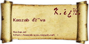 Kaszab Éva névjegykártya